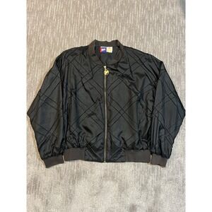 Vintage Tail Womens Medium black quilted bomber jacket with a gold zipper/pull